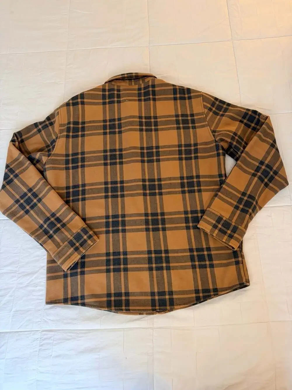 Vuori Fleece Lined Plaid Shacket Jacket Brown Black Snap Front Size L